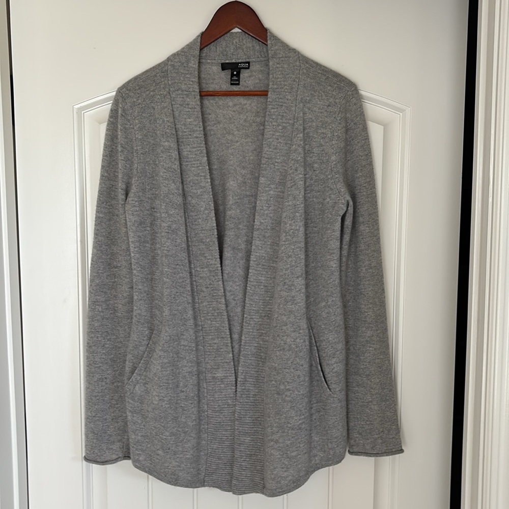 Luxurious Cashmere Gray Open Front Cardigan
